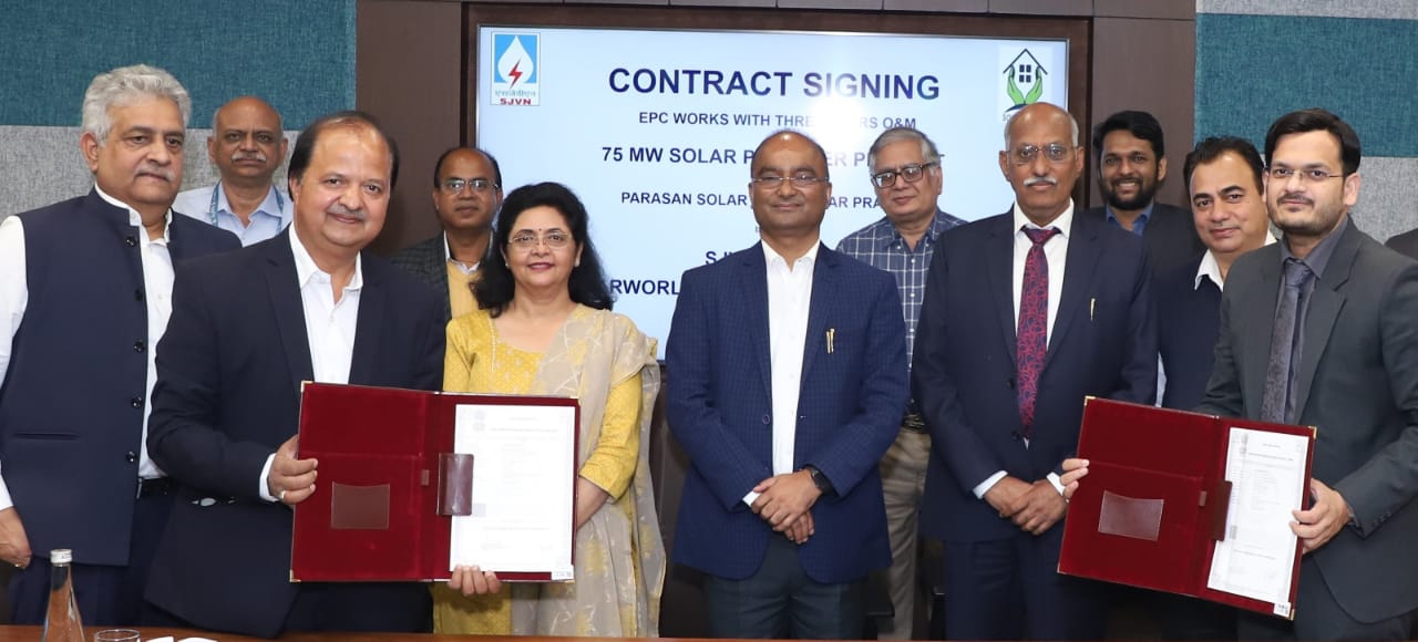 एसजेवीएन ने 75 मेगावाट परासन सोलर पावर प्रोजेक्ट के लिए किया अनुबंध हस्ताक्षरित