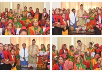 मुख्यमंत्री धामी ने बच्चों संग भराड़ीसैंण में मनाया लोकपर्व फूलदेई